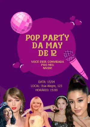 Convite de Aniversário Divas Pop Editável para Meninas
