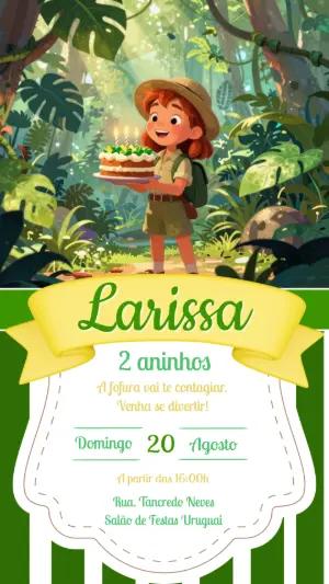 Convite de Aniversário Exploradora na Selva Editável