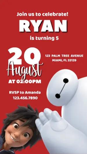 Big Hero 6 Birthday Invitation Editable Template