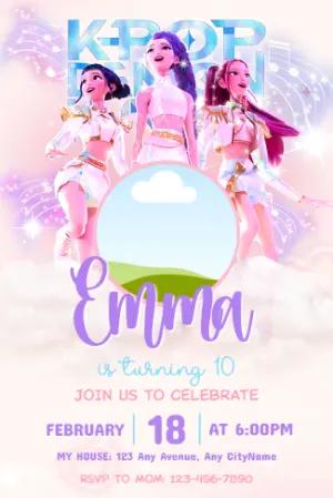 K-Pop Demon Hunter Birthday Invitation | Editable Digital Template