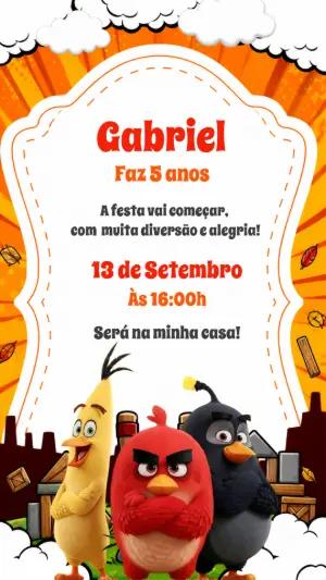 Convite de Aniversário Angry Birds para Editar Online