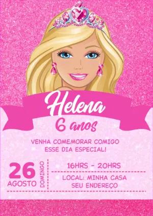 Convite Aniversário Barbie Princesa para Editar Online
