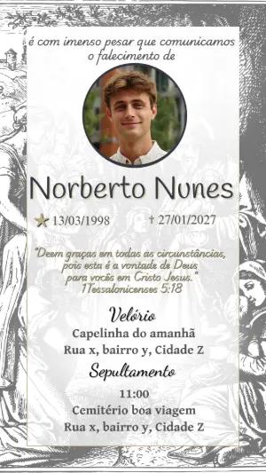 Comunicado de Falecimento Religioso com Foto