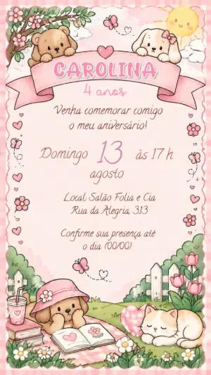 Convite de Aniversário Infantil Estilo Bobbie Goods Editável