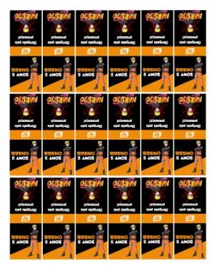 Rótulo Editável para Lembrancinha Tic Tac Aniversário Naruto