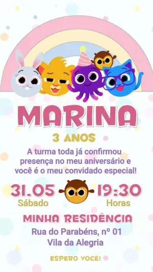 Convite de Aniversário Bolofofos Colorido para Editar Online