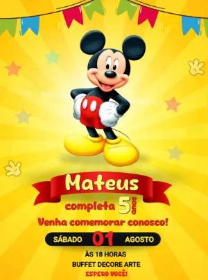 Convite de Aniversário Mickey Mouse para Editar Online