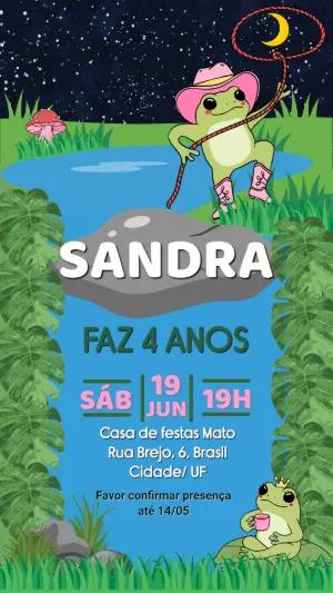 Convite de Aniversário Sapo Caubói Fofo para Editar
