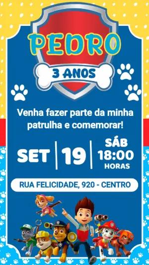 Convite de Aniversário Patrulha Canina Azul para Editar