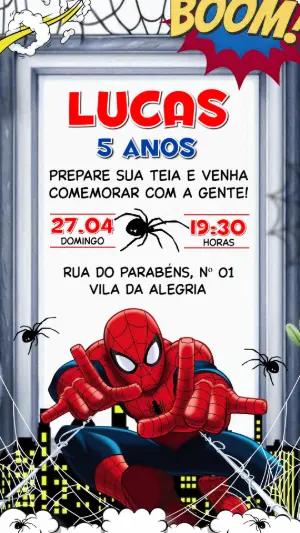 Convite de Aniversário Homem Aranha Estilo Quadrinhos Editável