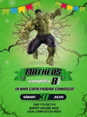 Convite de Aniversário Incrível Hulk para Editar Online
