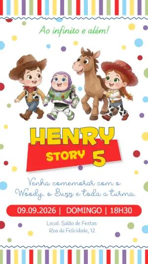 Convite Digital Toy Story: Modelo Editável para Aniversário