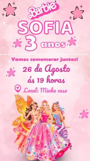 Convite de Aniversário Barbie Rosa e Mágico para Editar