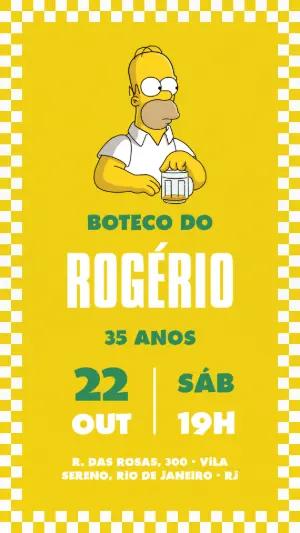 Convite Aniversário Boteco Homer Simpson para Editar Online