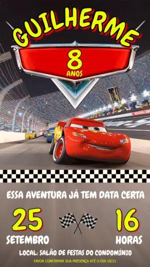 Convite Aniversário Carros Relâmpago McQueen para Editar