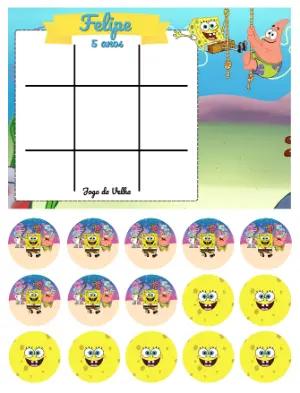 Jogo da Velha Bob Esponja para Aniversário Editável