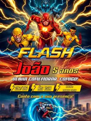 Convite de Aniversário Flash Eletrizante para Editar