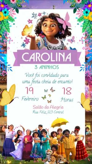 Convite Aniversário Encanto com Personagens para Editar Online