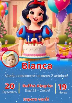 Convite Digital Festa Branca de Neve com Foto