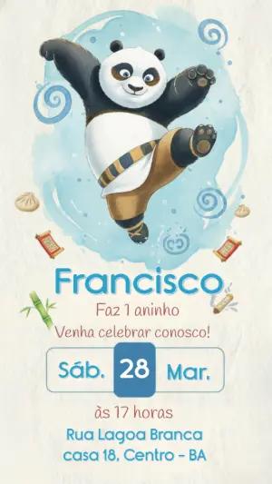 Convite de Aniversário Panda Kung Fu para Editar