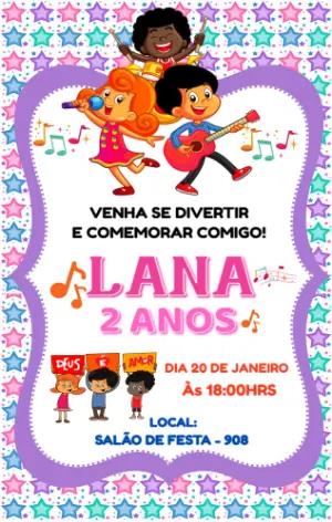 Convite de Aniversário Banda Infantil Colorido para Editar