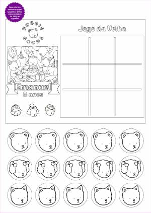 Jogo da Velha de Aniversário com Animais Fofos para Editar