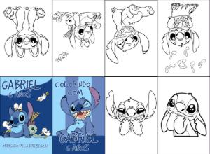Mini Livro de Colorir Stitch e Angel para Editar Online