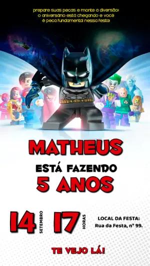 Convite Aniversário Lego Super-Heróis para Editar Online