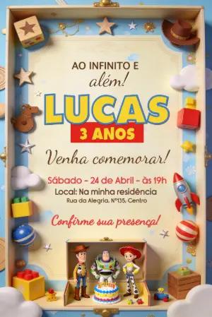Convite de Aniversário Toy Story para Editar com Personagens
