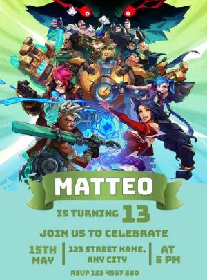 Action-Packed Video Game Birthday Invitation | Editable Template