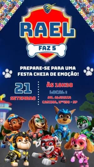 Convite de Aniversário Patrulha Canina Super Filhotes para Editar