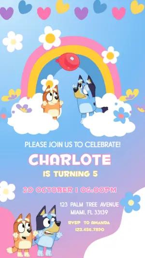 Editable Bluey Animated Birthday Video Invitation