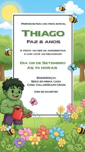 Convite Aniversário Hulk Fofo para Editar Online