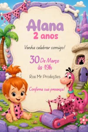 Convite de Aniversário Infantil Flingstones Editável
