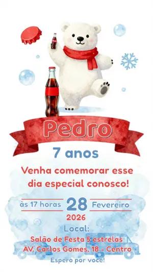 Convite Digital Aniversário Infantil Tema Urso da Coca Cola