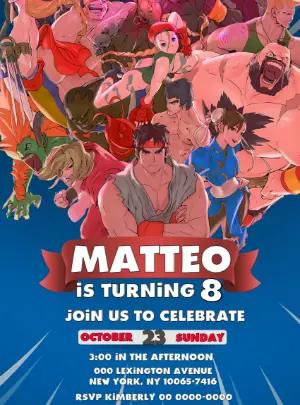 Street Fighter Birthday Invitation | Editable Digital Template