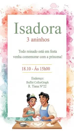 Convite Aniversário Princesa e o Sapo para Editar Online