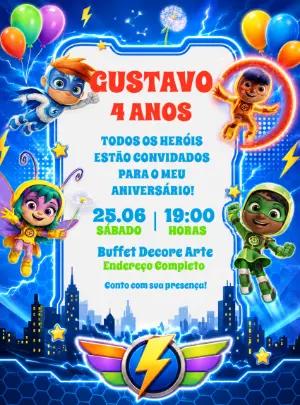 Convite de Aniversário Patrulheiros em Ação para editar