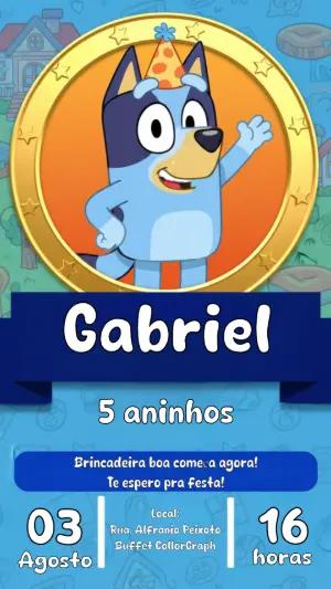 Convite Digital Aniversário Infantil Tema Bluey Editável