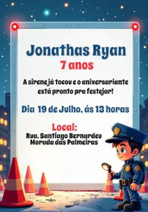 Convite de Aniversário Policial para Editar Online