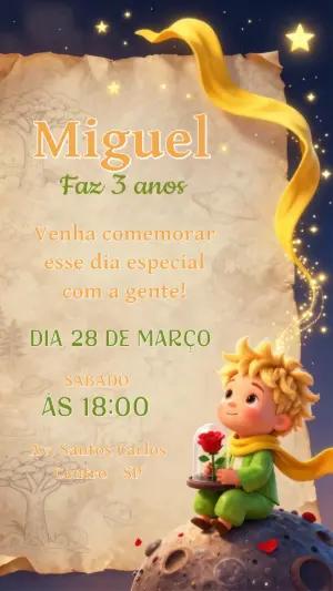 Convite de Aniversário O Pequeno Príncipe Mágico para Editar