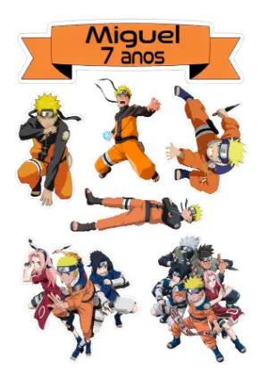 Topper de Bolo Naruto Editável para Aniversário
