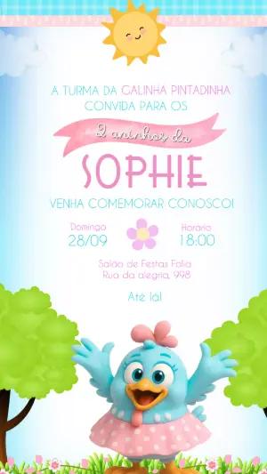Convite de Aniversário Galinha Pintadinha Fofo para Editar