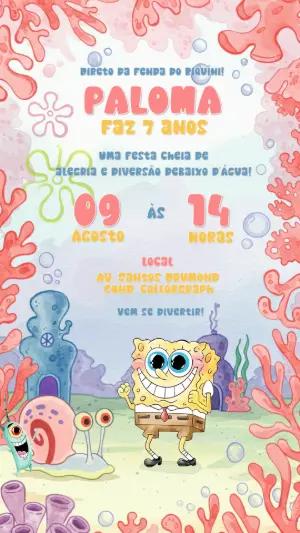 Convite de Aniversário Bob Esponja Editável Online