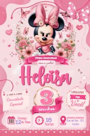 Convite Animado Minnie Rosa: Vídeo de Aniversário Editável