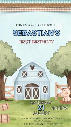 Animated Farm Animals Birthday Video Invitation Template