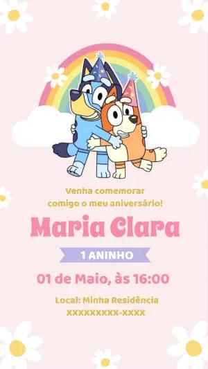 Convite de Aniversário Bluey e Bingo para Editar Online
