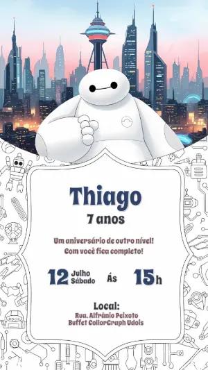 Convite de Aniversário Operação Big Hero para Editar Online
