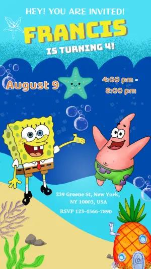 SpongeBob Birthday Invitation | Editable Underwater Party Template