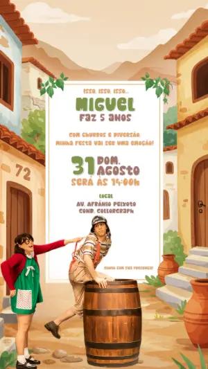 Convite Aniversário Tema Chaves e sua Turma para Editar